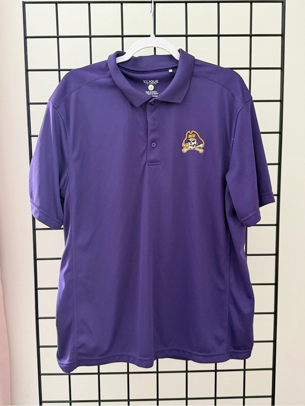 CLIQUE Purple Short-Sleeve Polo with Embroidered Crest